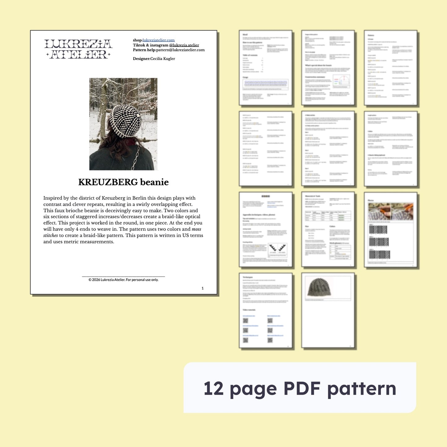 KREUZBERG beanie & fingerless mitts | crochet pattern | PDF