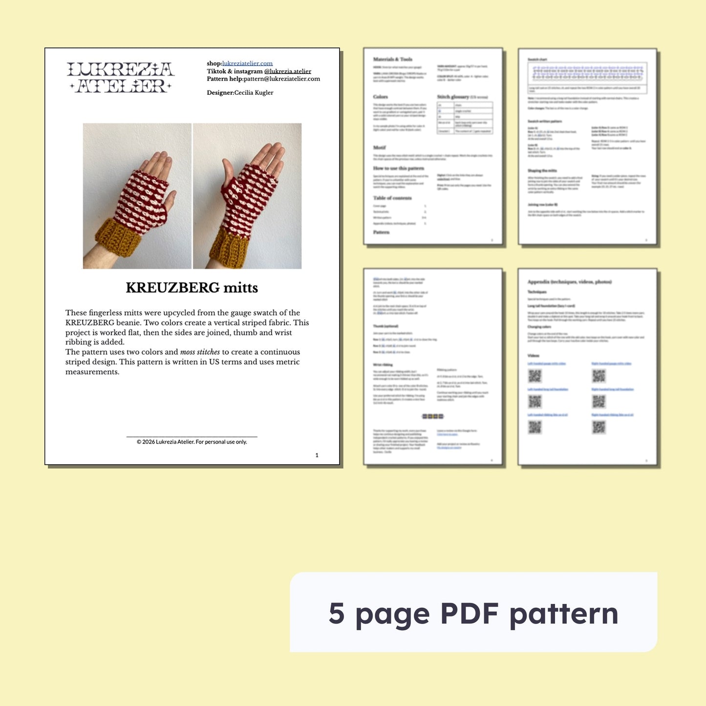 KREUZBERG beanie & fingerless mitts | crochet pattern | PDF