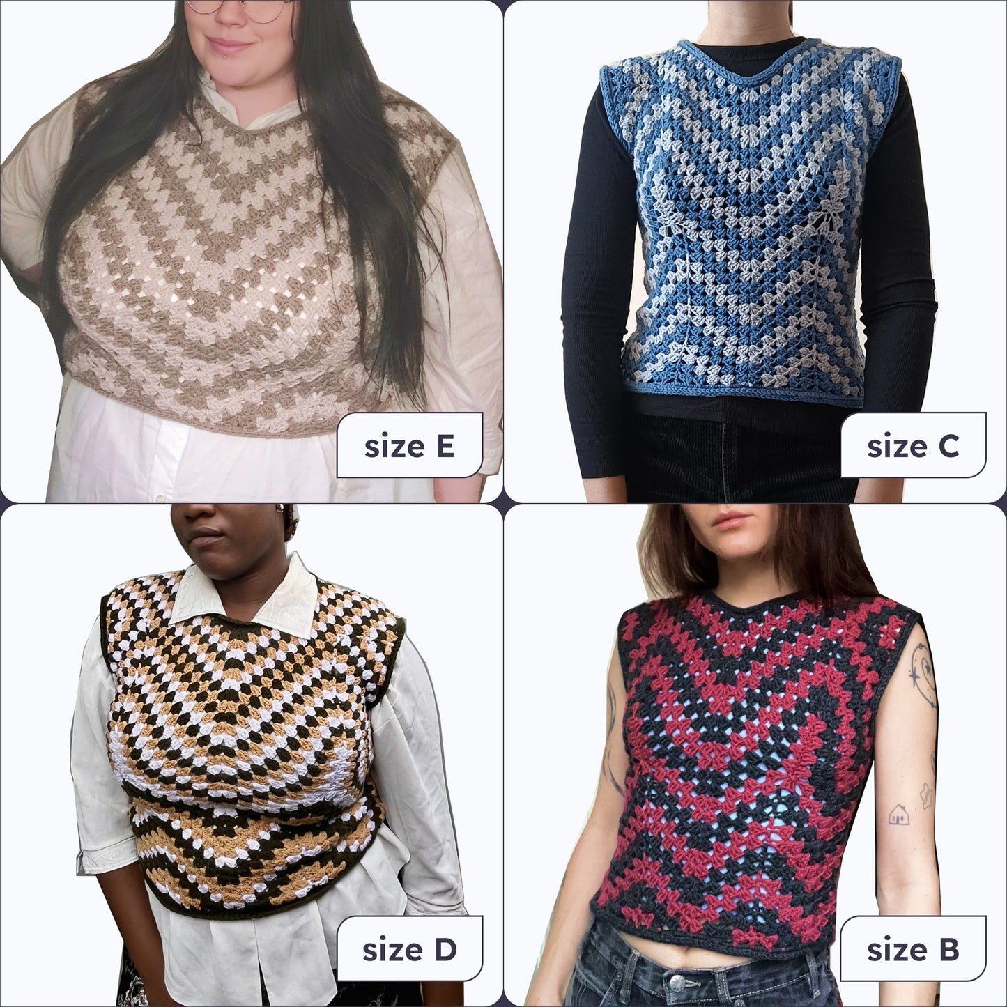 RAZZLE fitted vest | zigzag granny crochet pattern | PDF