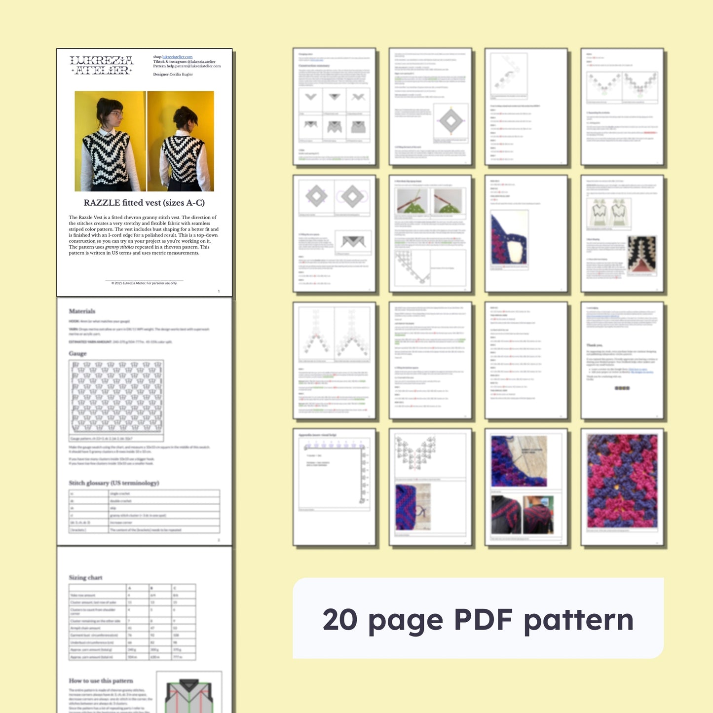 RAZZLE fitted vest | zigzag granny crochet pattern | PDF